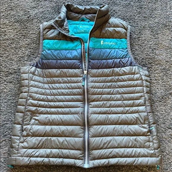 Cotopaxi Gray and Teal Puffer Vest - Picture 1 of 2